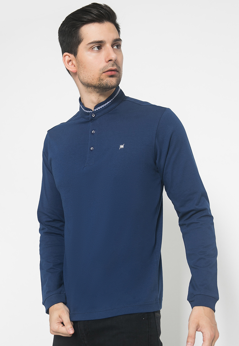 Johnwin - Kaos Casual - Kaos Lengan Panjang - Shanghai - Navy - Slim Fit - ATS.630.K457.27.C