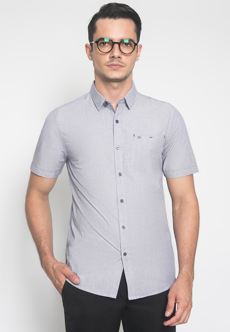 Johnwin - Kemeja Casual - Abu-Abu - Lengan Pendek - ASH.670.K880.829.C