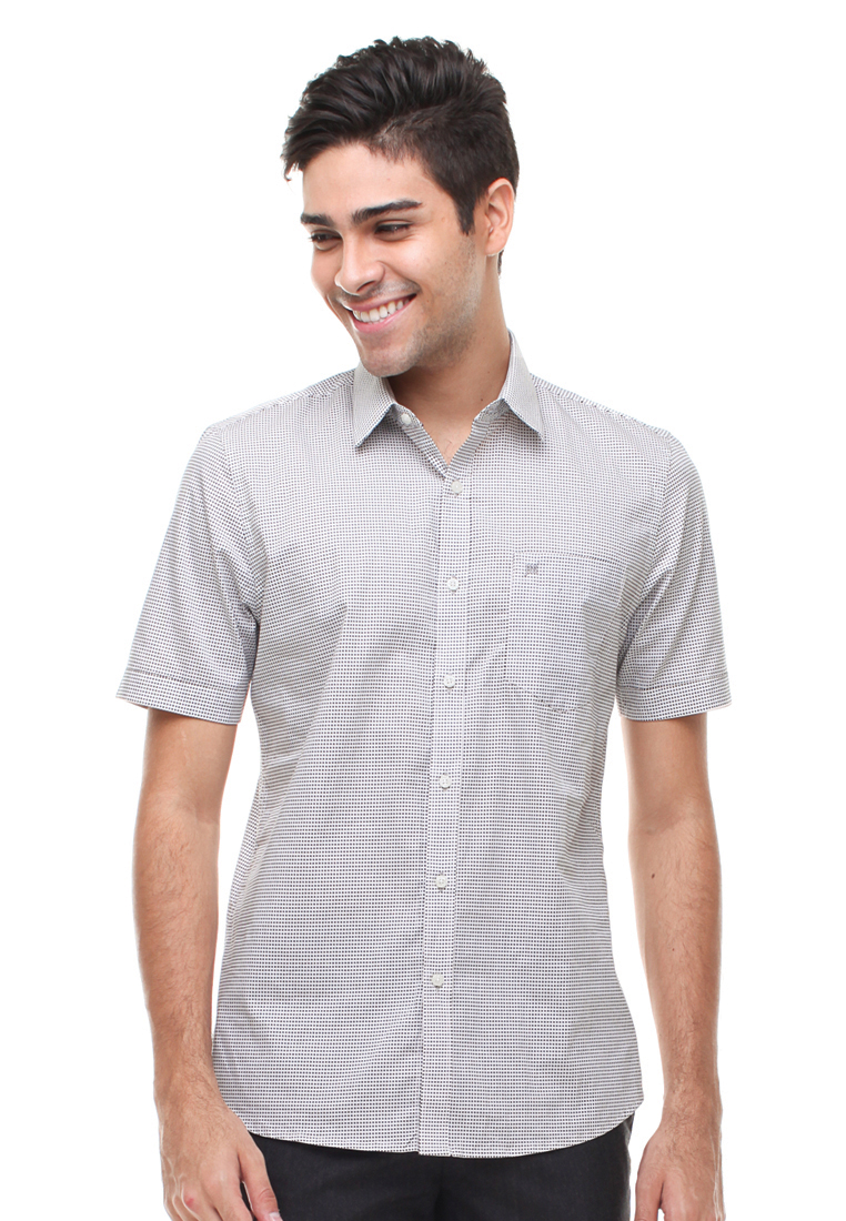 Johnwin - Kemeja Formal - Kemeja Pria - Lengan Pendek - Abu