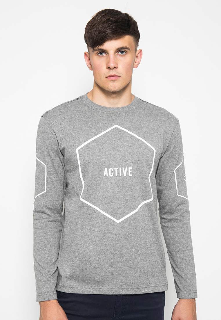 Johnwin - Kaos Casual Active - Gambar Sablon - Abu