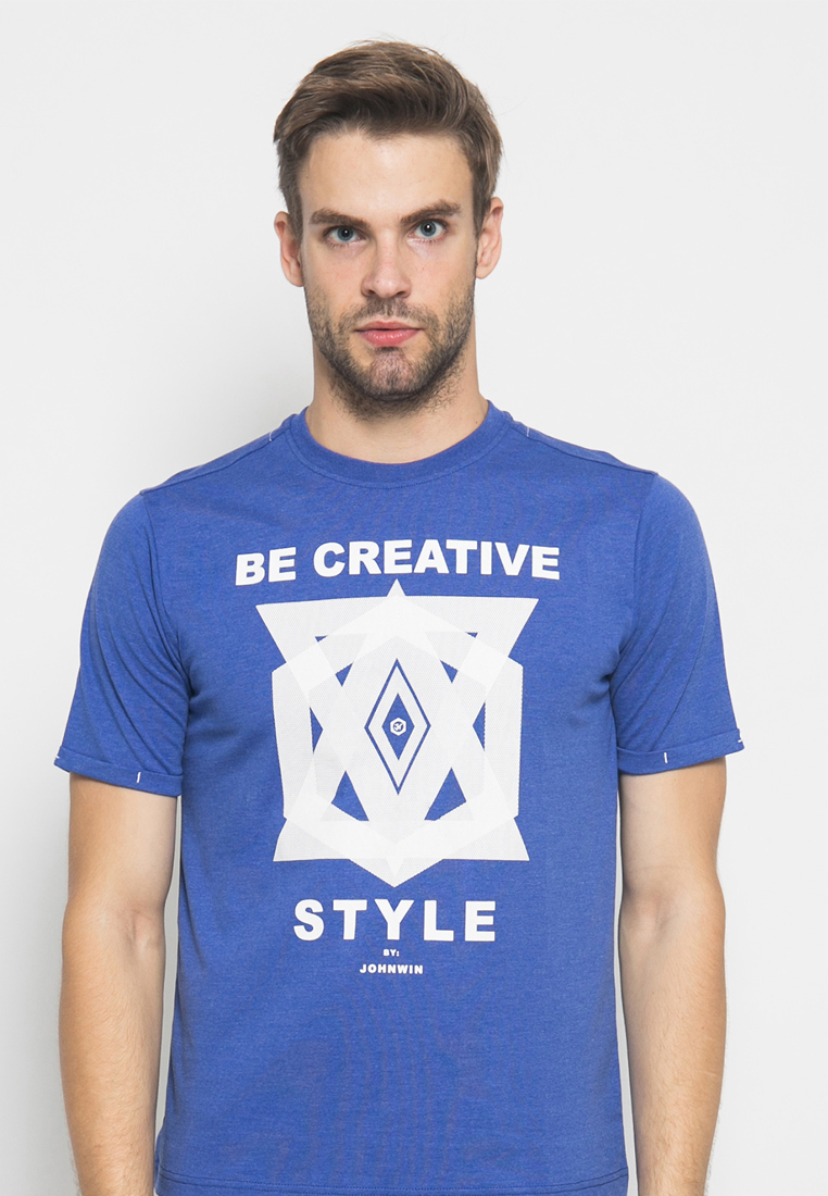 Johnwin - Slim Fit - Kaos Casual Active - Be Creative - Biru