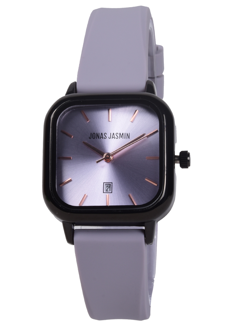 Jonas Jasmin - Jam Tangan Analog Wanita - Black - Purple Rubber Strap - JJ-2213L