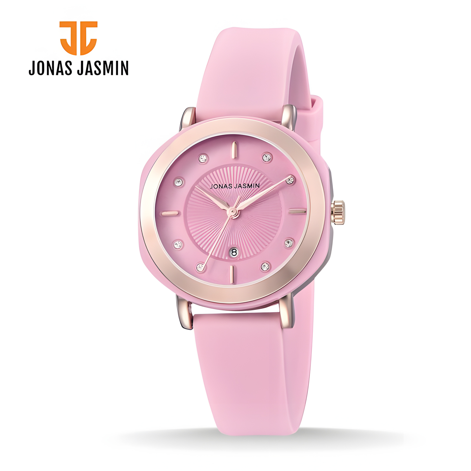Jonas Jasmin - Jam Tangan Analog Wanita - Pink - Rubber Band - JJ-2212L-PK