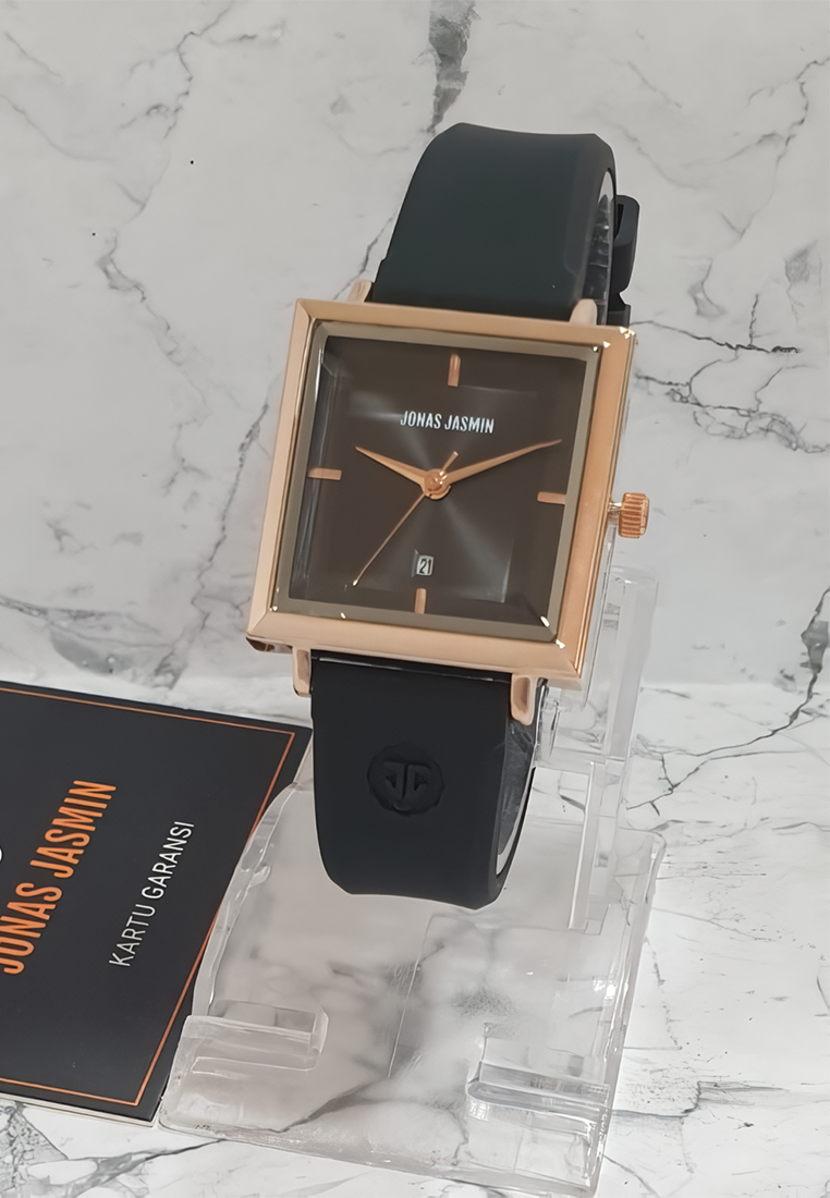 Jonas Jasmin - Jam Tangan Analog Wanita - Rosegold - Black Rubber Strap - JJ-2233L-C