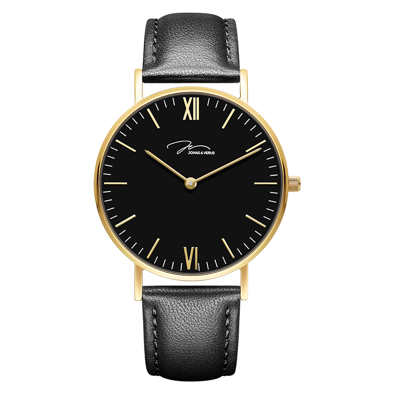 Jonas & Verus Jam Tangan Pria Jonas & Verus Jane Still Y01646-Q3.GGBLB Men Black Dial Black Leather