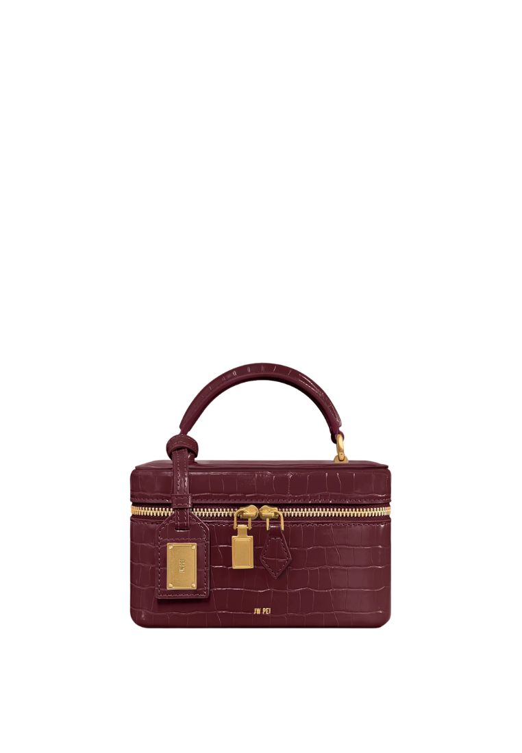JW Pei Cleo Box Shape Top Handle Bag - Claret Croc