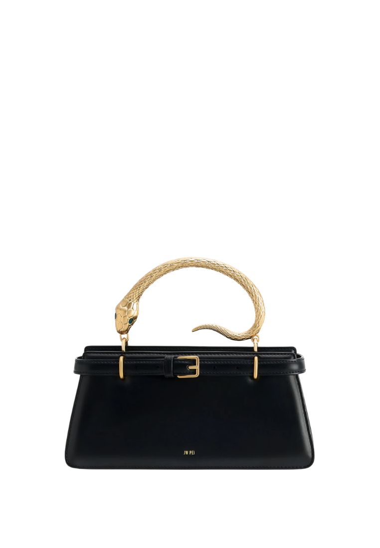JW Pei Elena Snake Handle Top Handle Bag - Black