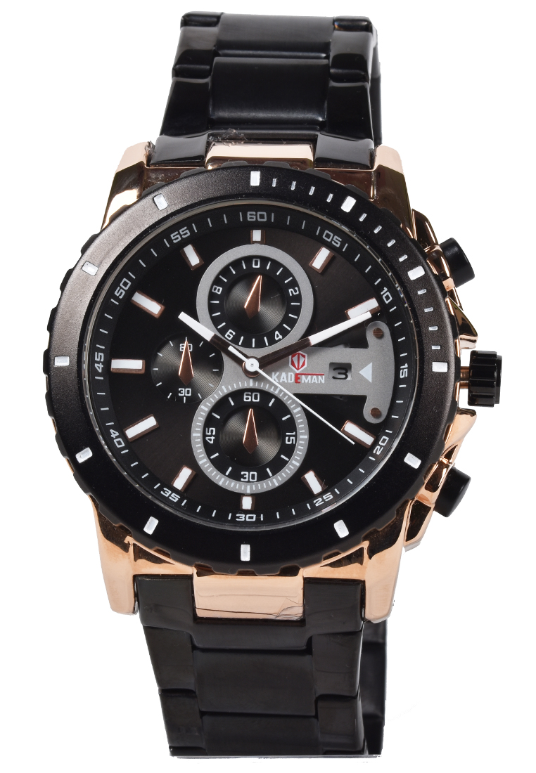Kademan - Jam Tangan Pria - Rosegold Black - Stainless Steel Bracelet - 6137