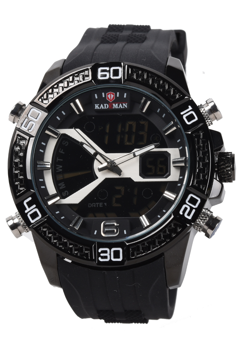 Kademan - Jam Tangan Pria - Black - Rubber Strap - K7004-B