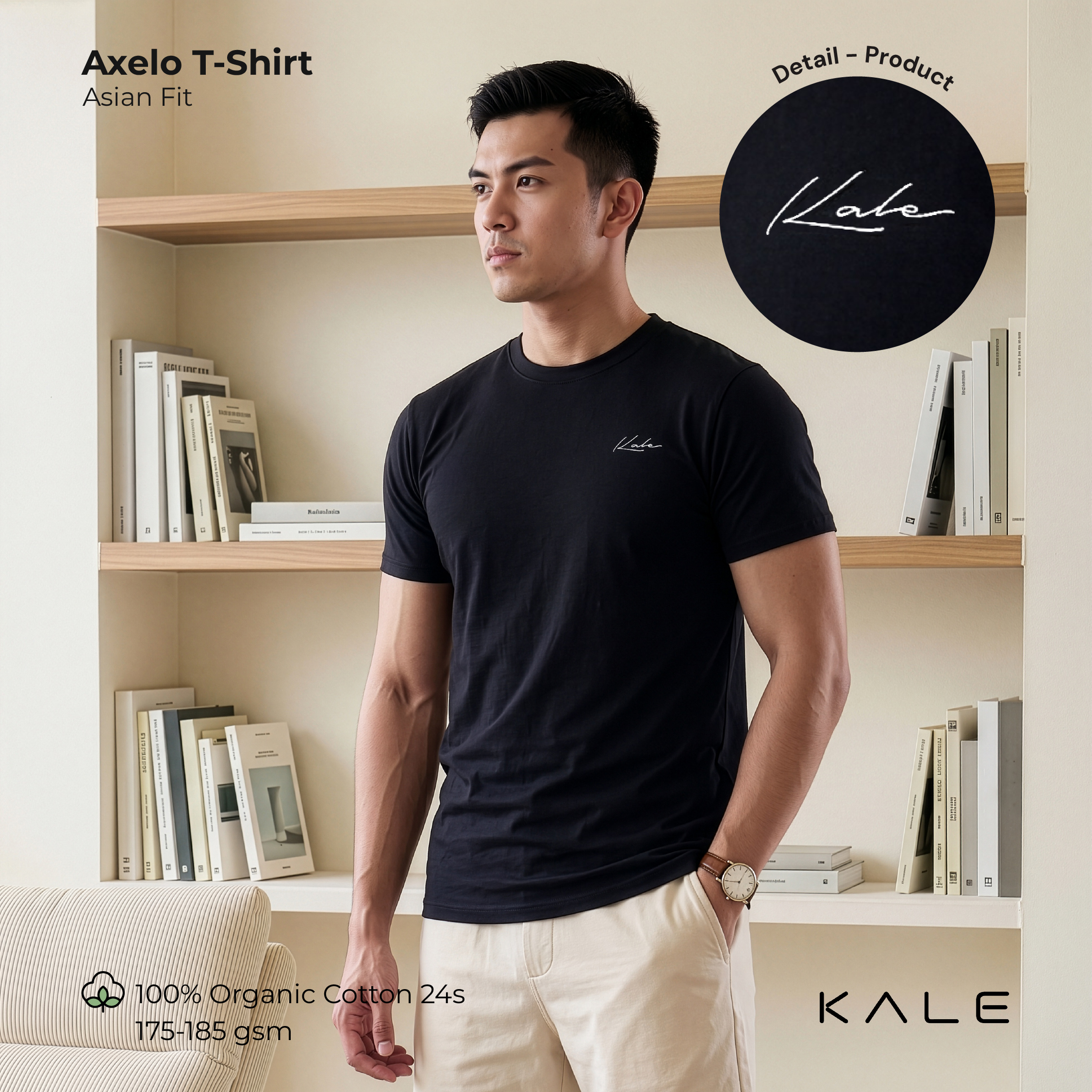 Kale Clothing Kale Axelo Black / Kaos Lengan Pendek Pria \/ Kaos Unisex