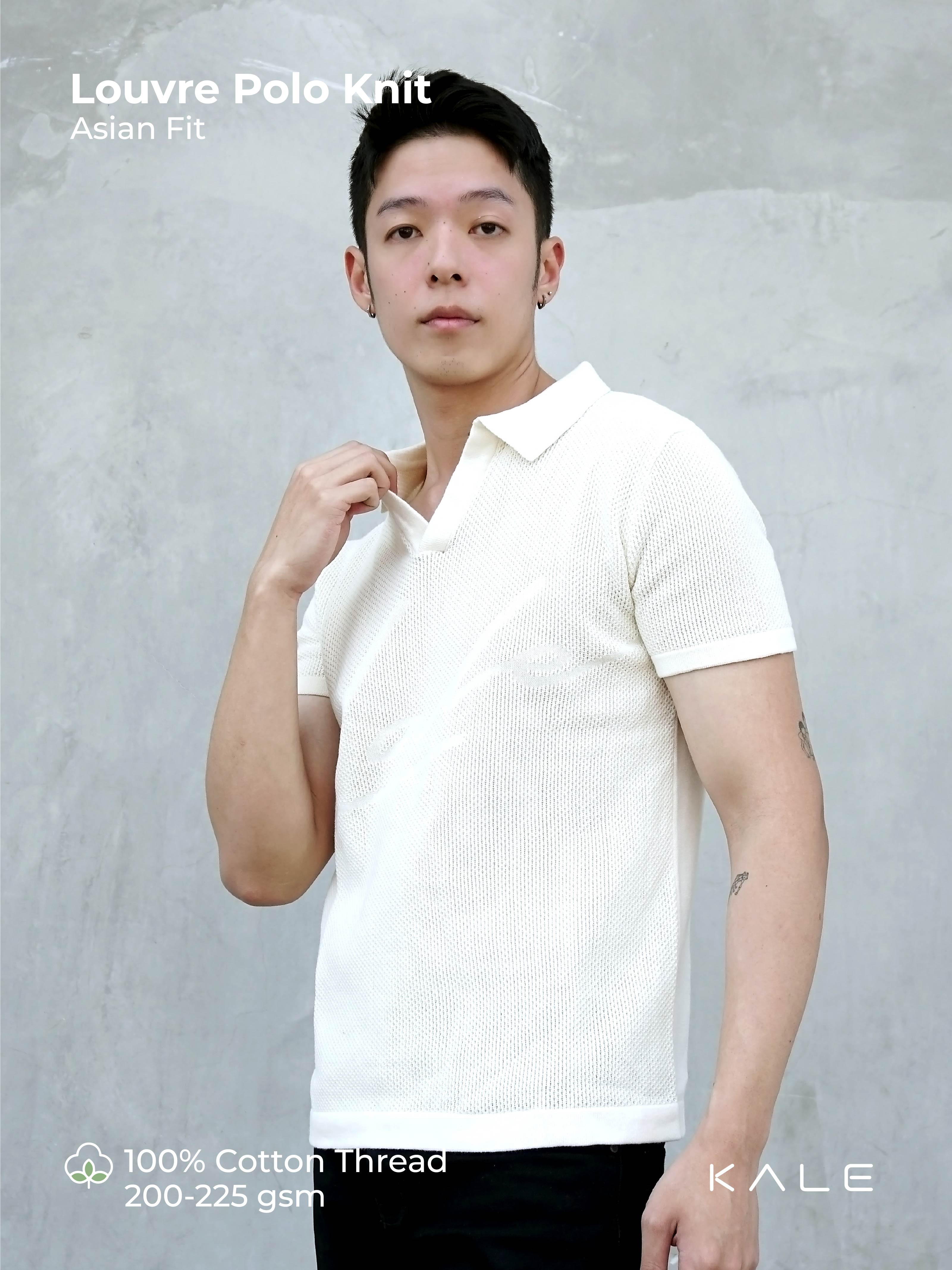 Kale Clothing Kale LOUVRE WHITE/ Polo Shirt Pria / Atasan Kaos Polo Rajut Pria / Kaos Pria / Baju Ka