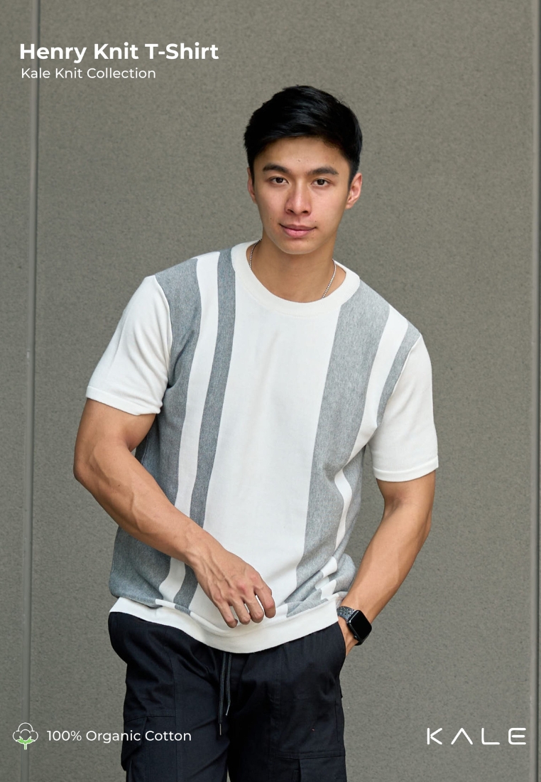 Kale Clothing Kale Henry Bw Grey / Kaos rajut premium berbahan dasar cotton wool / Knitwear Pria