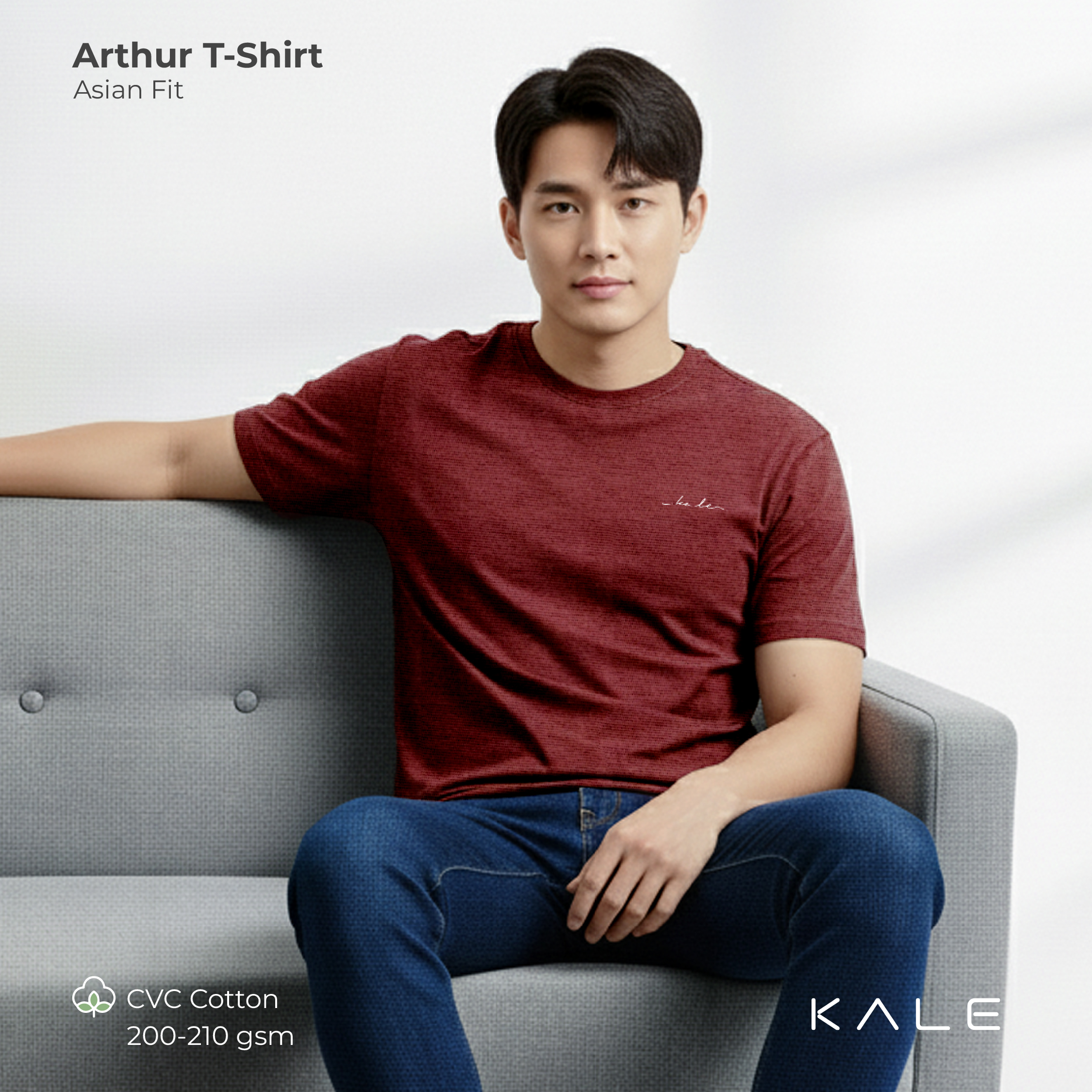Kale Clothing Kale Arthur Maroon / T-Shirt Polos Pria Lengan Pendek / Unisex Casual