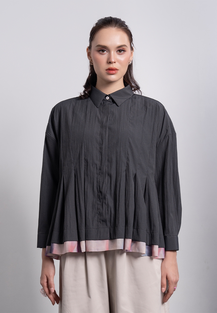 Kami Shanaya Pleated Top Grey