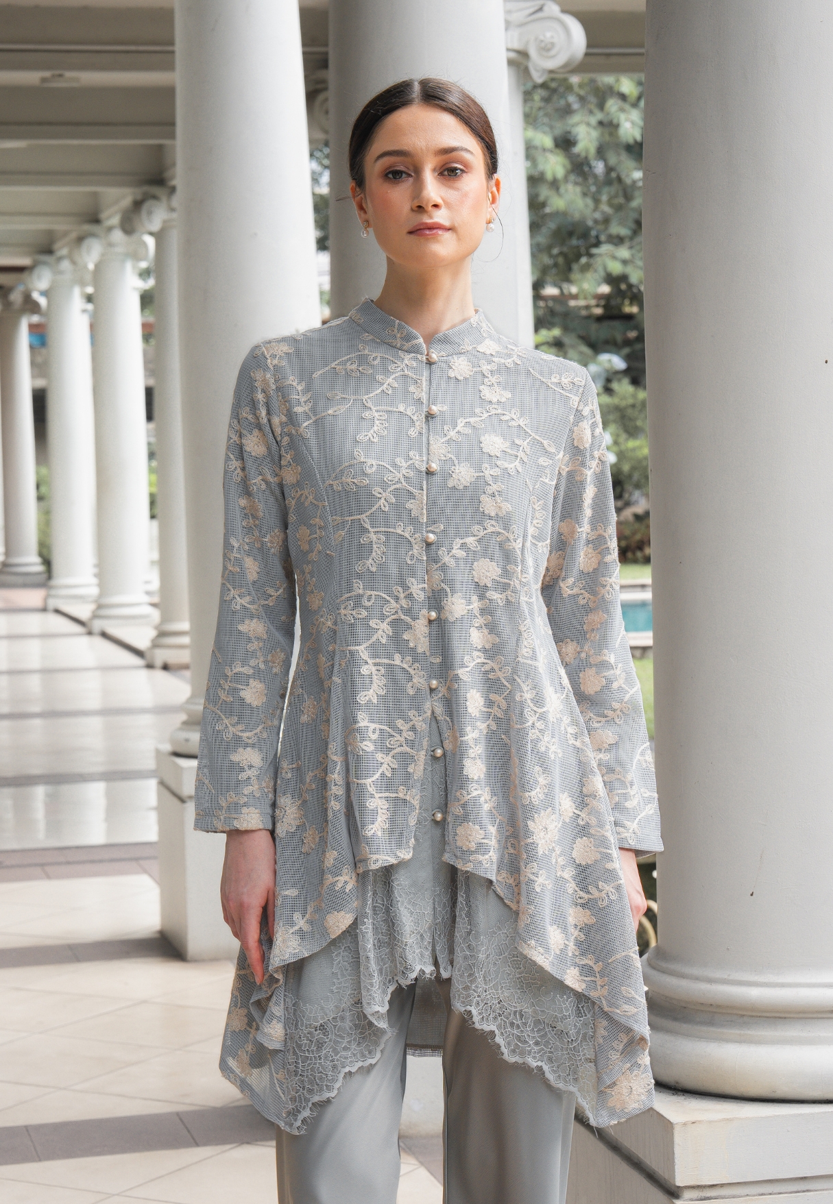 Kasa Heritage Freya Blouse - Misty Grey