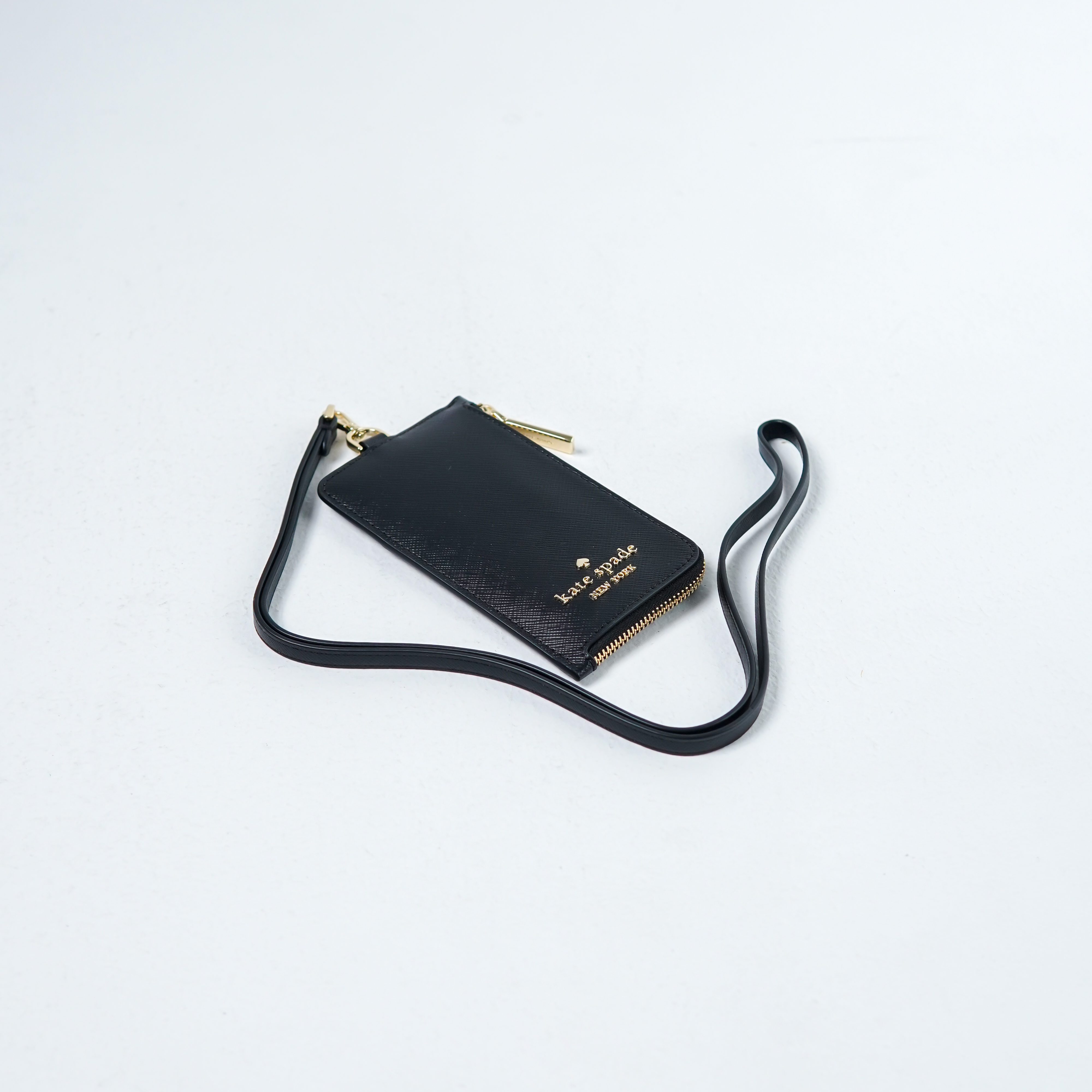 Kate Spade Lanyard KATE SPADE GHW LOGO BLACK ZIP CARD HOLDER LANYARD 100% ORIGINAL