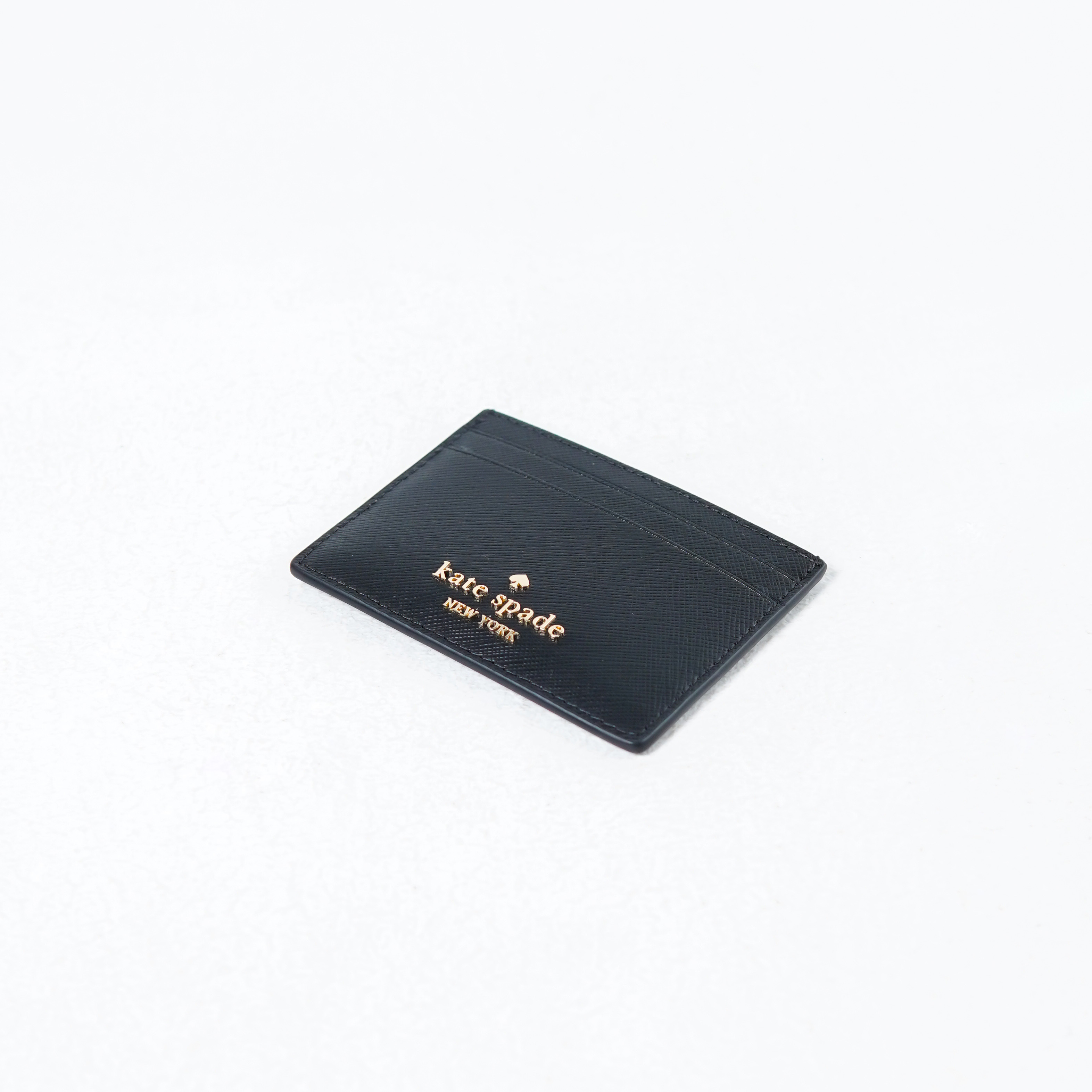 Kate Spade Dompet KATE SPADE GHW LOGO BLACK LEATHER COATED CARD HOLDER 100% ORIGINAL