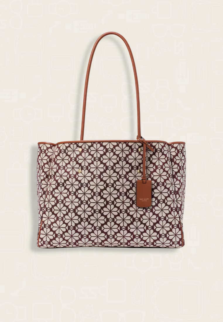 Kate Spade Spade Flower Jacquard Large Everything Tote Burgundy Multi