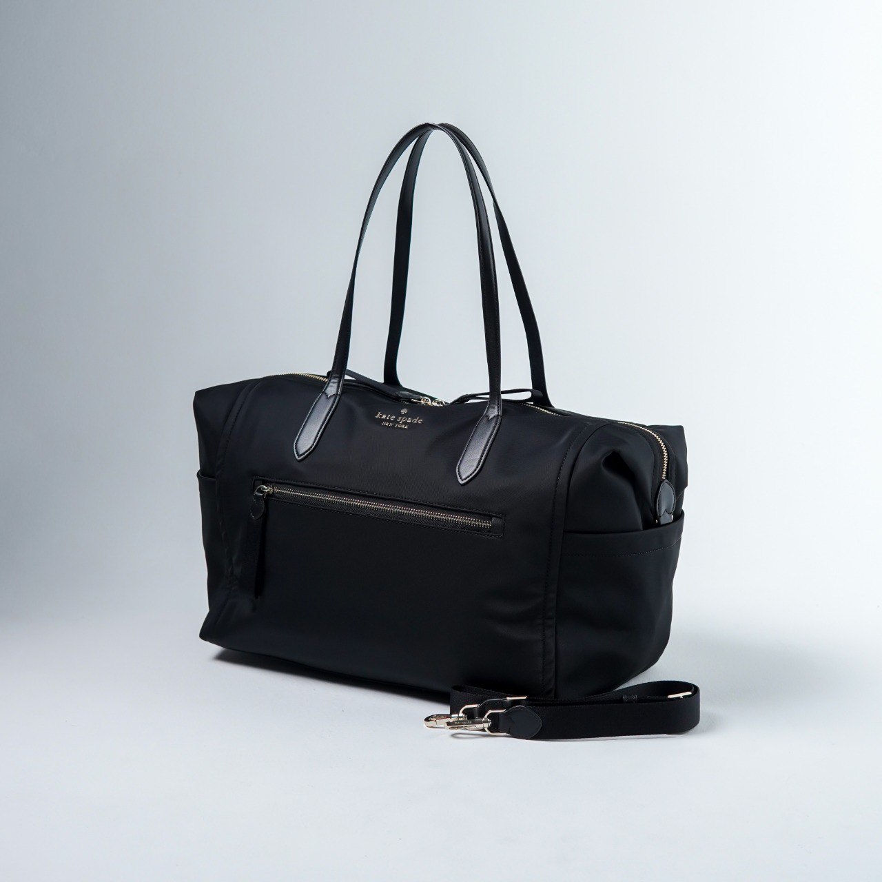 Kate Spade Tas KATE SPADE GHW NYLON BLACK MULTI POCKET ZIP TOTE BAG LARGE 100% ORIGINAL