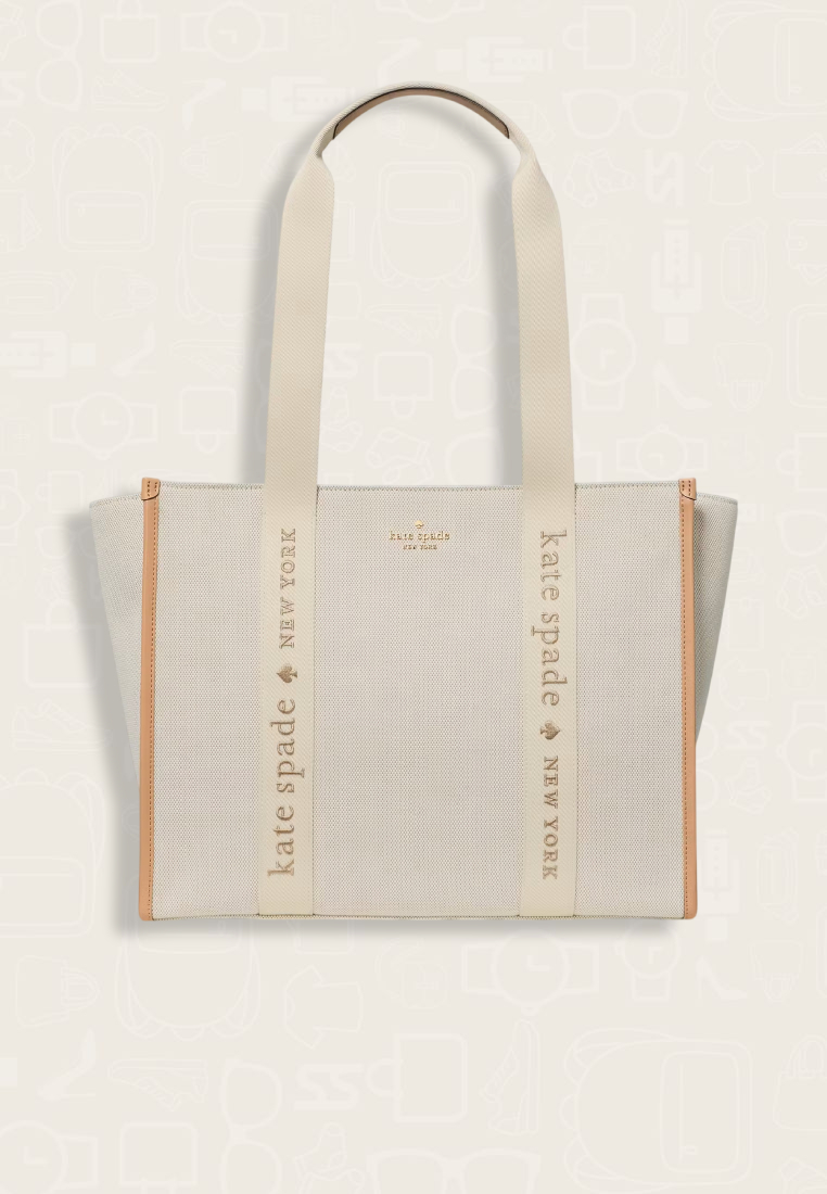 Kate Spade Kip Canvas Large Tote Bag Light Fawn Multi