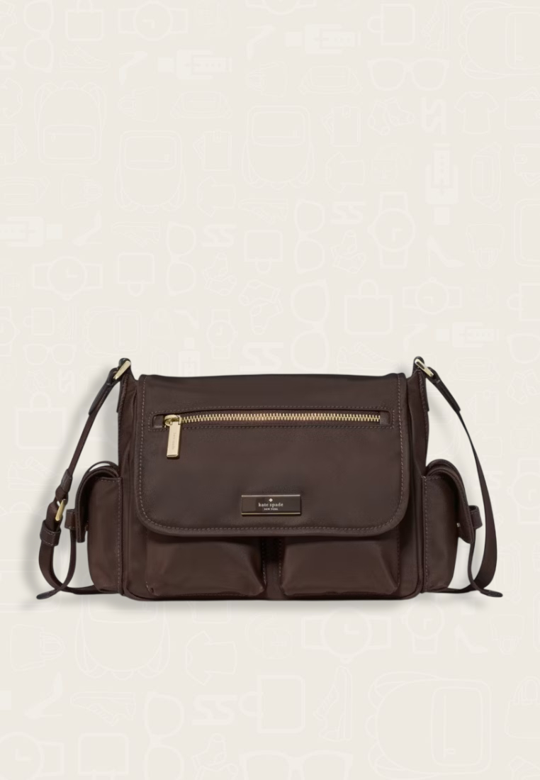 Kate Spade Carter Ksnyl Cargo Messenger Bag Hot Fudge