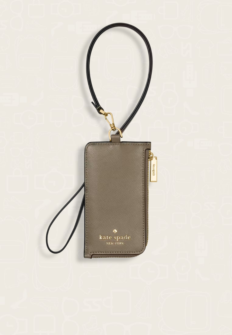 Kate Spade Card Case Lanyard Oyster Shell