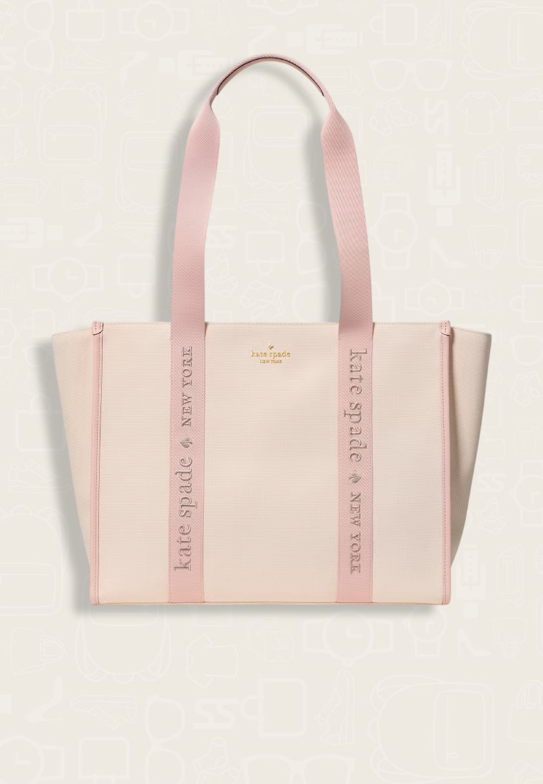 Kate Spade Kip Canvas Large Tote Bag Rose Smoke Multi