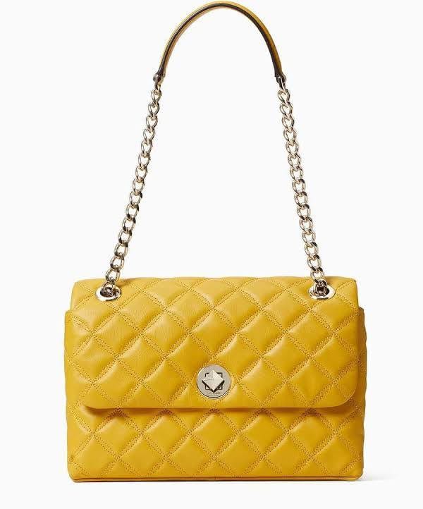 Kate Spade WKRU7076 Natalia Medium Flap Crossbody Golden Yallow (718)