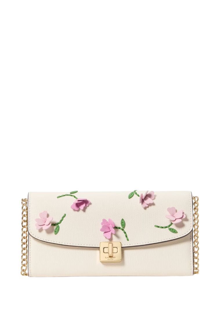 Kate Spade Phoebe Floral Applique Turnlock Wallet-on-Chain Meringue Multi