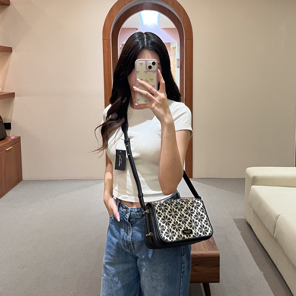 Kate Spade Tas KATE SPADE JACQUARD FLORAL BLACK HOBO BAG CROSS BODY BAG 100% ORIGINAL