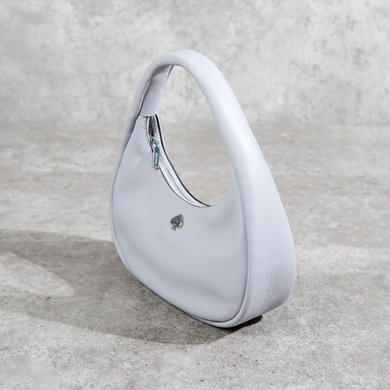 Kate Spade Tas KATE SPADE KAYLA CRESCENT GHW LOGO GREY LEATHER HOBO BAG 100% ORIGINAL