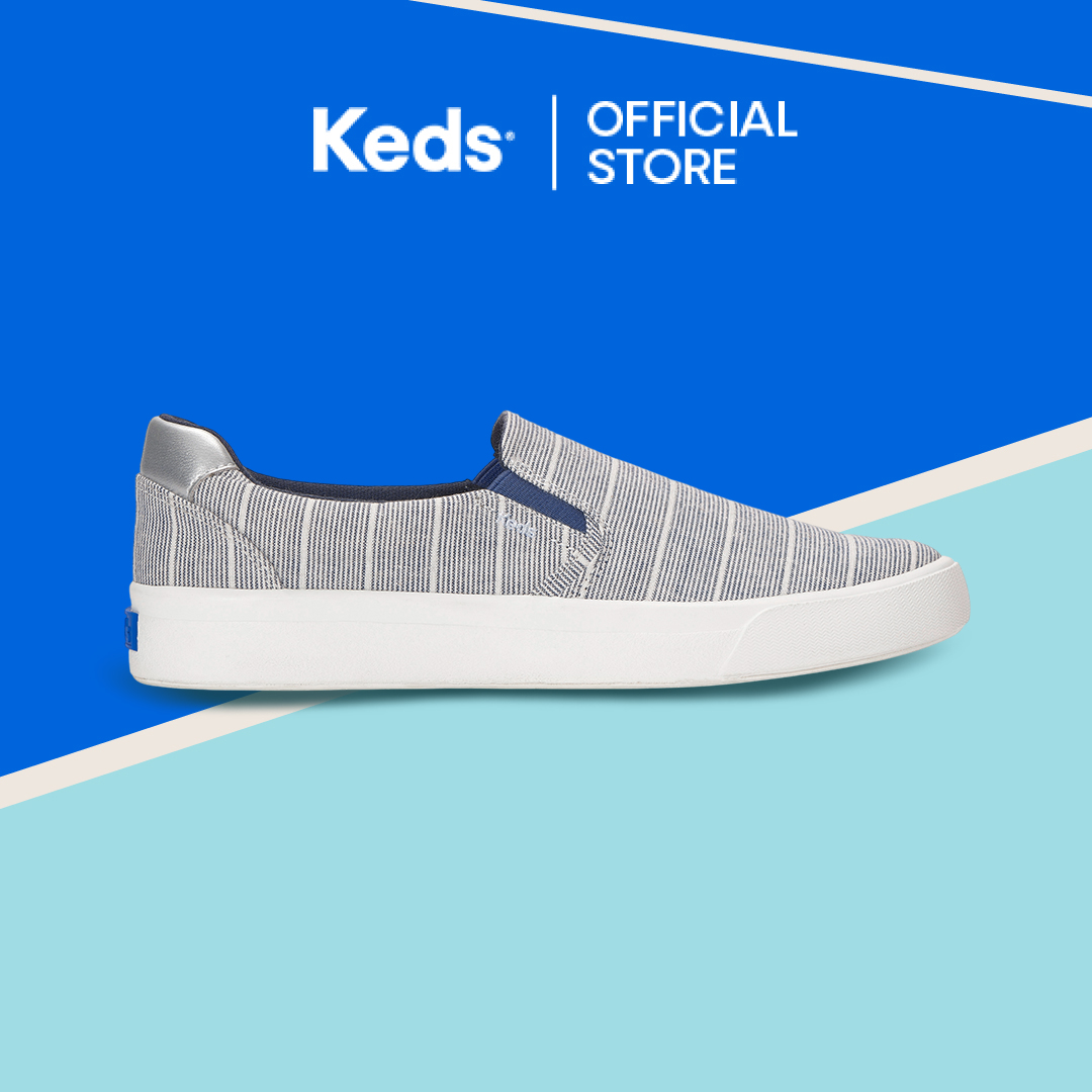 KEDS Women Pursuit Slip Chambray Lurex Stripe-WF69165