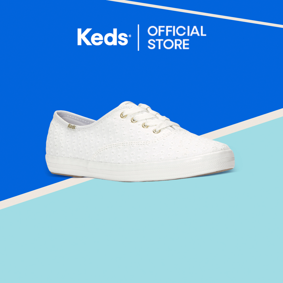 KEDS Women FW25 WF 04 Champion Mini Daisy Eyelet Snow White-WF68966