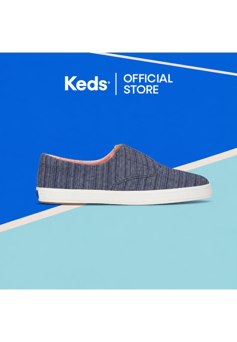 KEDS Women Champion Round Toe Slip Stripe Chambray Chambray Blu Stchnu-WF69369