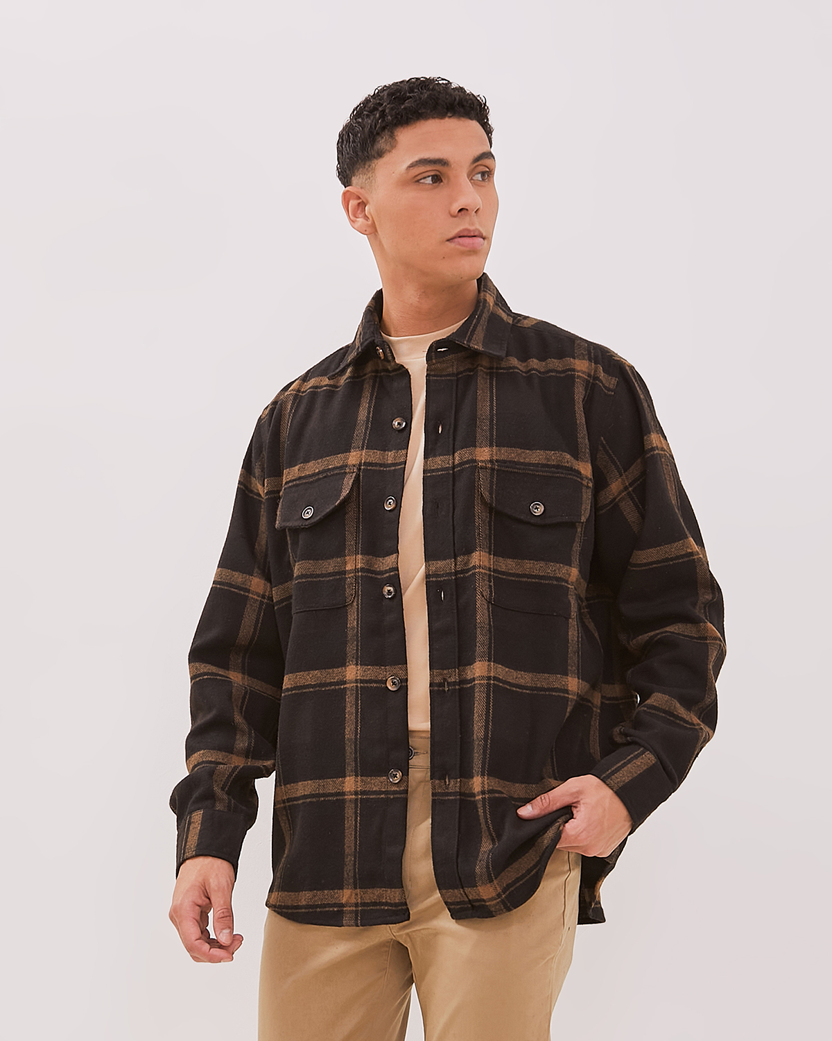 Kent & Crew MEN'S BROWN FLANNEL JACKET