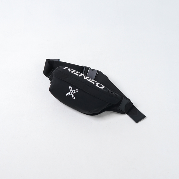 KENZO Tas KENZO PARIS CROSS WHITE BLACK NYLON WAIST BAG 100% ORIGINAL