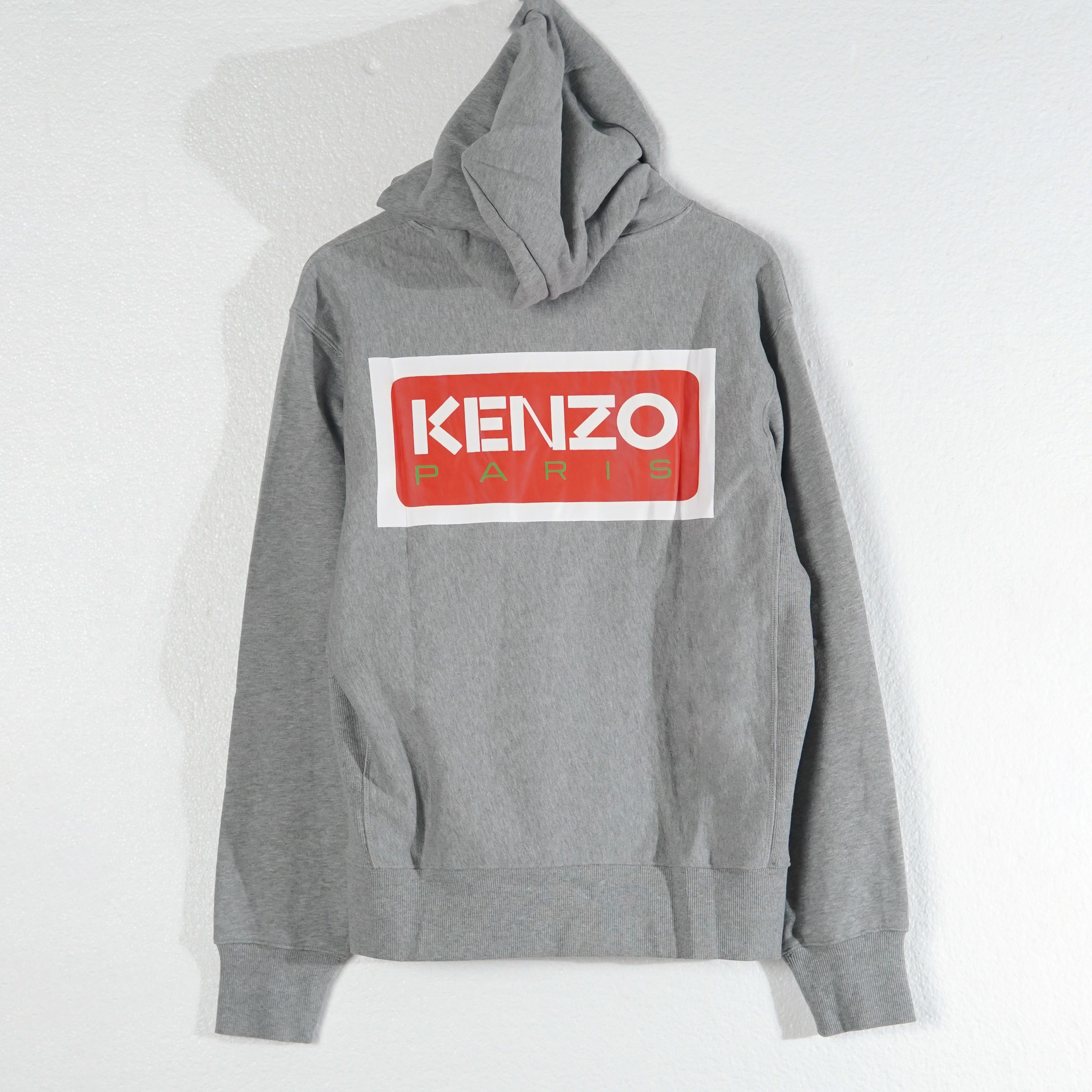 Kenzo Hoodie KENZO PARIS SQUARE POCKET BACK RED GREY HOODIE 100% ORIGINAL