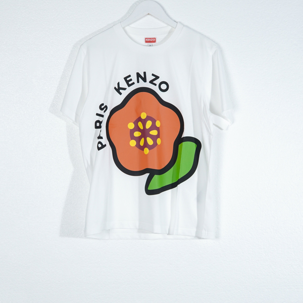 Kenzo Kaos KENZO PARIS BIG BOKE FLOWER RED GREEN WHITE TSHIRT 100% ORIGINAL