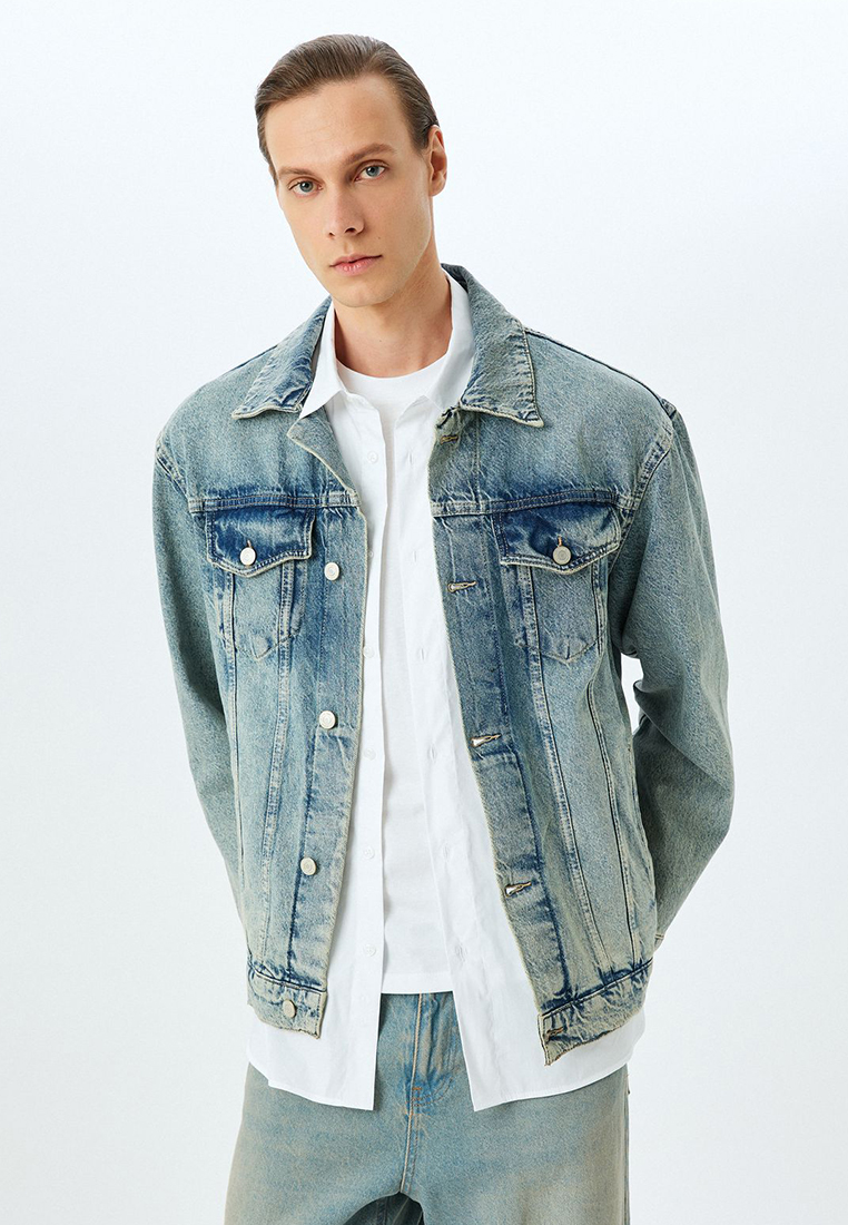 KOTON Buttoned Denim Jacket with Flap Pocket Detail