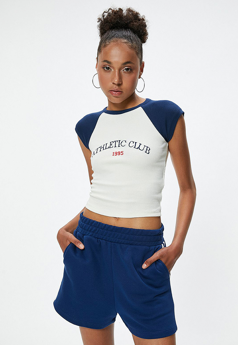 KOTON Raglan Sleeve Crop T-Shirt