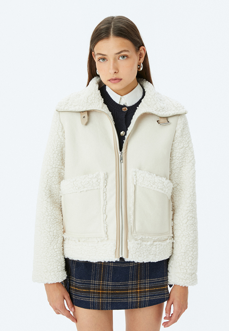 KOTON Plush Zippered Jacket