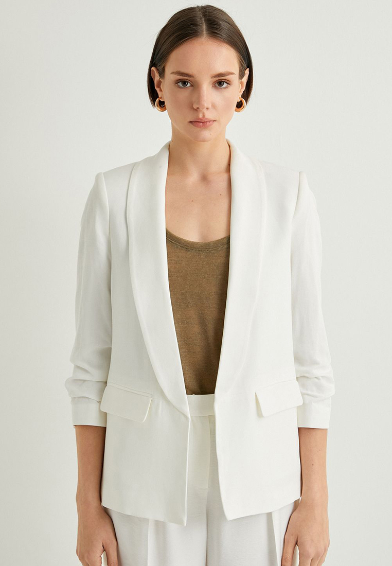 KOTON Blazer Jacket with Draped Sleeves Pockets