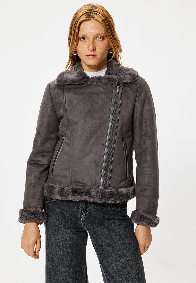 KOTON Faux Suede Biker Jacket