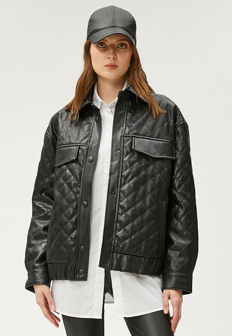 KOTON Faux Leather Quilted Jacket