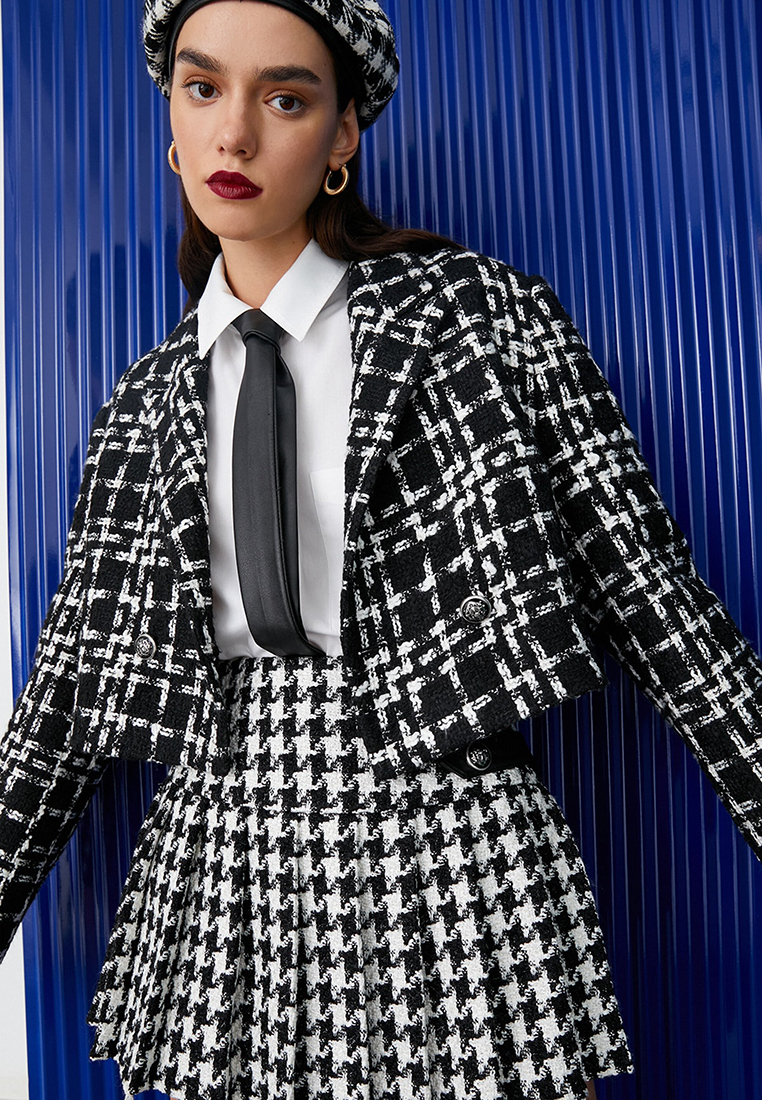 KOTON Crop Plaid Jacket