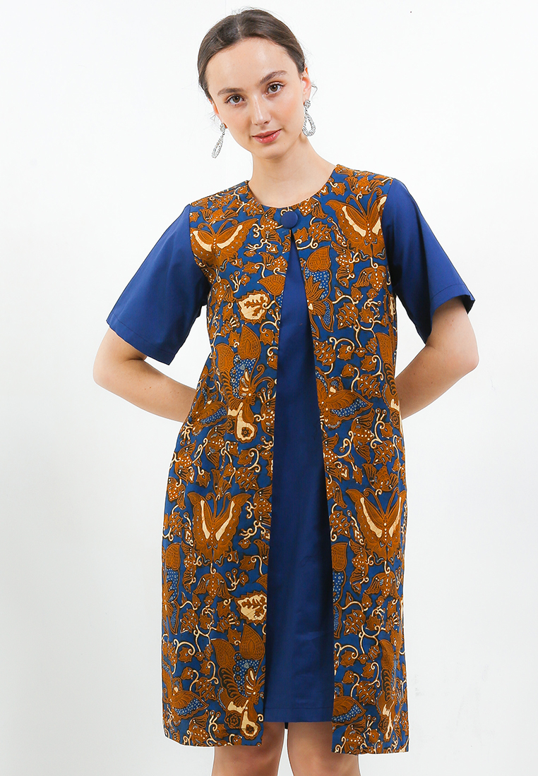 Krisna Batik Adina Dress L. Pendek Batik Katun Genes Semi Tulis