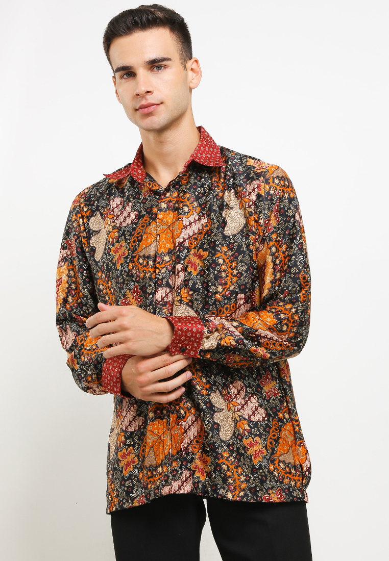 Krisna Batik Daffa Shirt Kemeja Batik Semi Sutra Furing Lengan Panjang