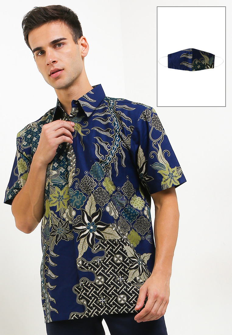 Krisna Batik Alvin Shirt Kemeja Batik Katun Trikot Lengan Pendek