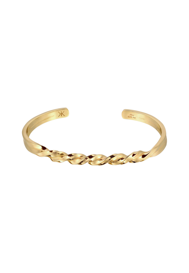 Kuzzoi Bangle Bracelet Perak 925 Lapis Emas Pria Twist