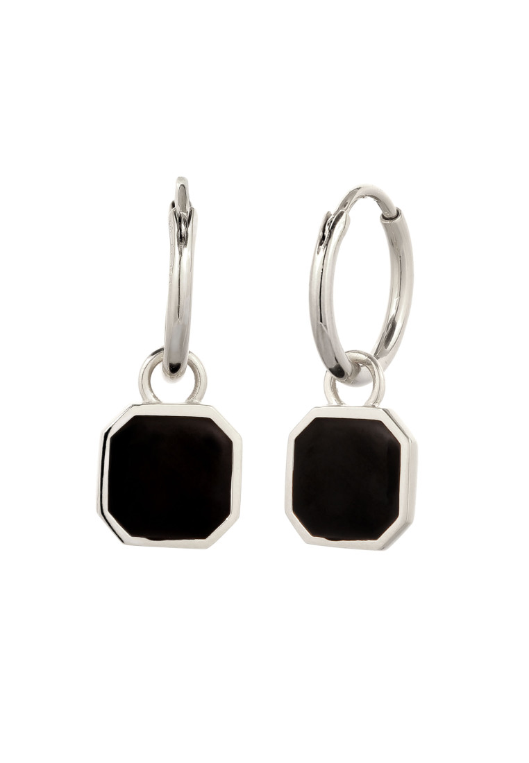 Kuzzoi Anting Hoops Earrings Perak 925 Unisex Geometrik Enamel